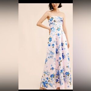 Anthropology If By the Sea Strapless Floral Gown.